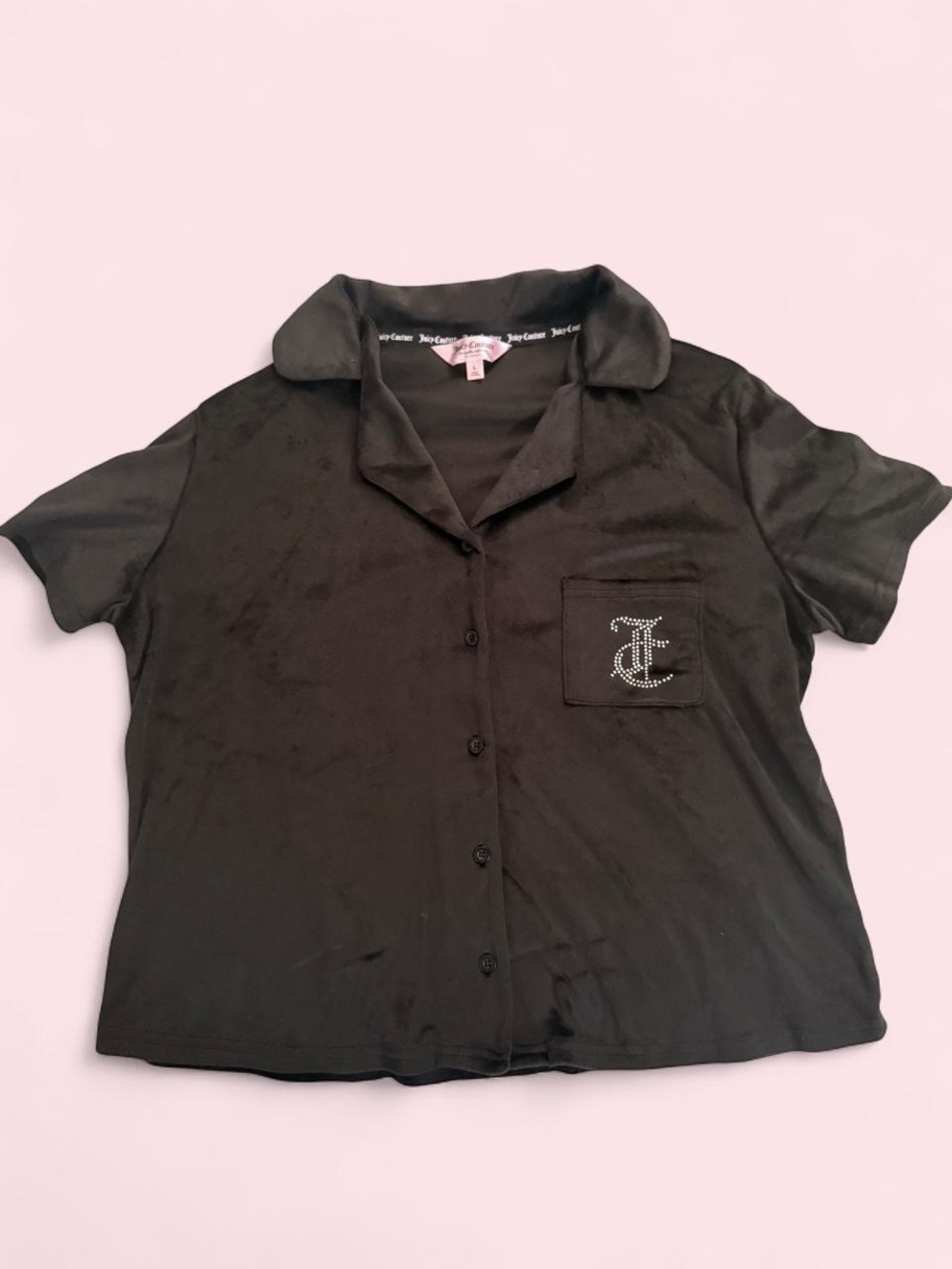 Juicy Couture Black Sleepwear Top with Pink Logo Tag